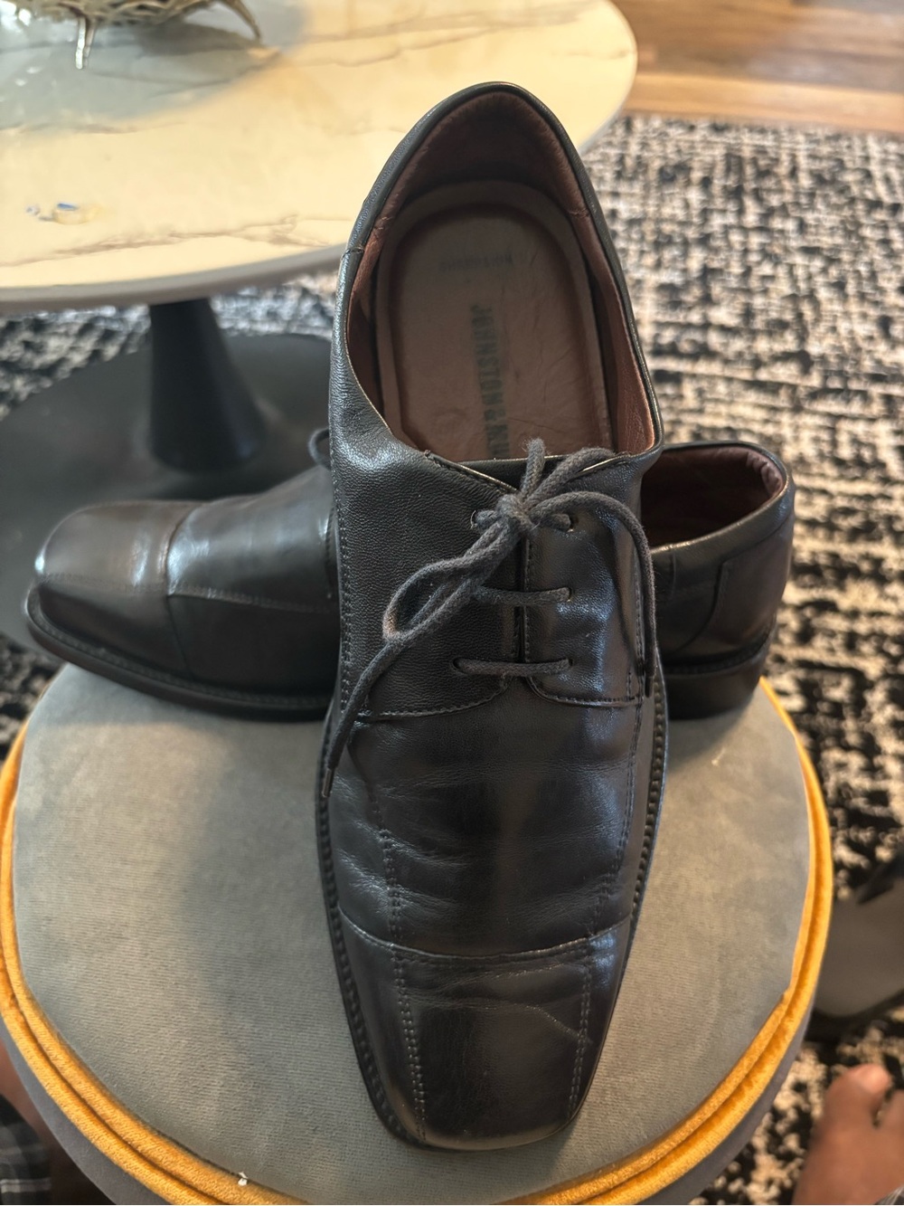 Men's Johnston & Murphy 9w Black Leather Lace-Up Dress Shoes(1)